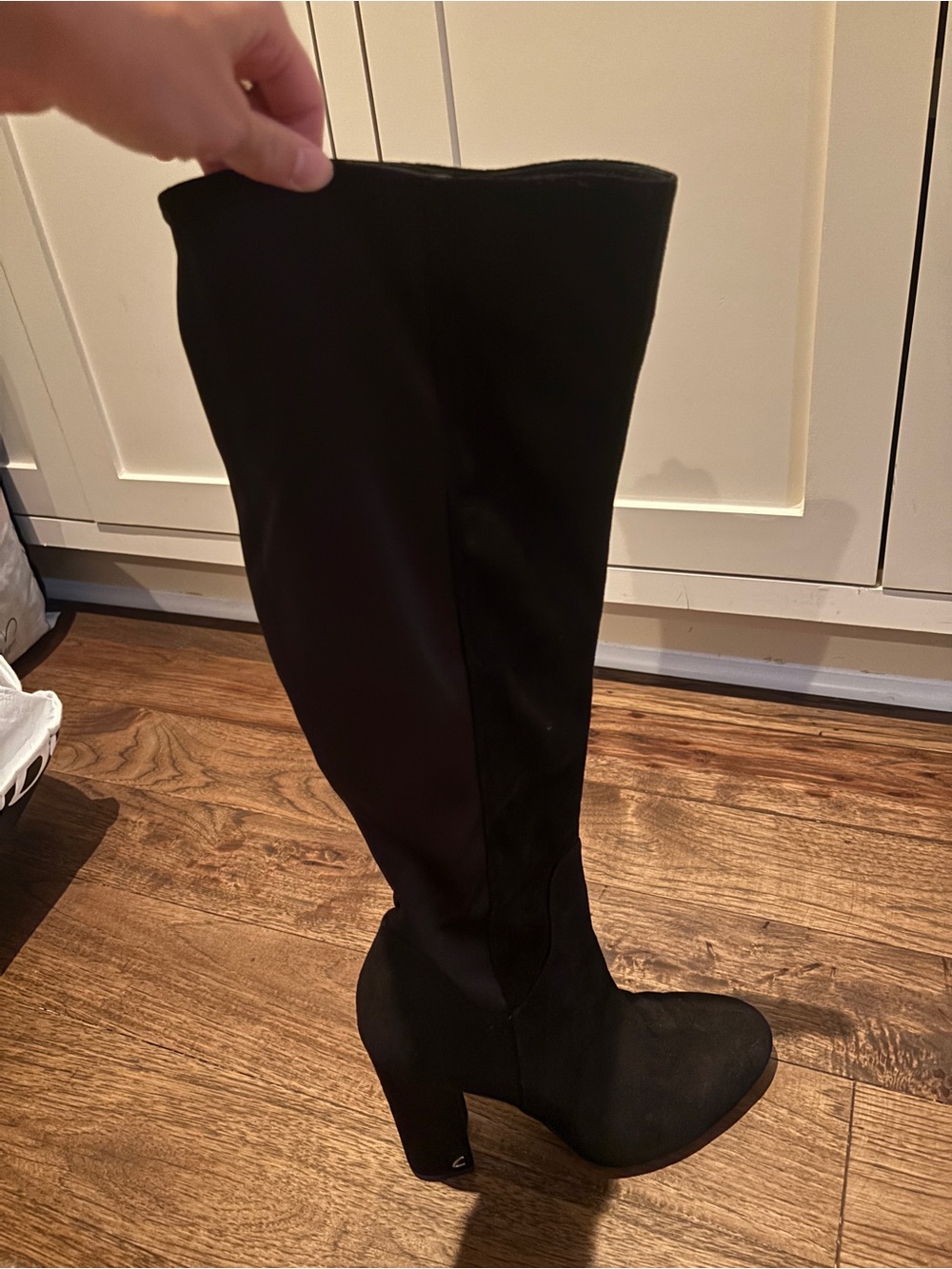 Black Women's Over-the-Knee Block Heel Boot